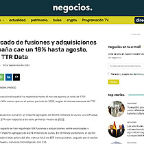 El mercado de fusiones y adquisiciones en Espaa cae un 18% hasta agosto, segn TTR Data